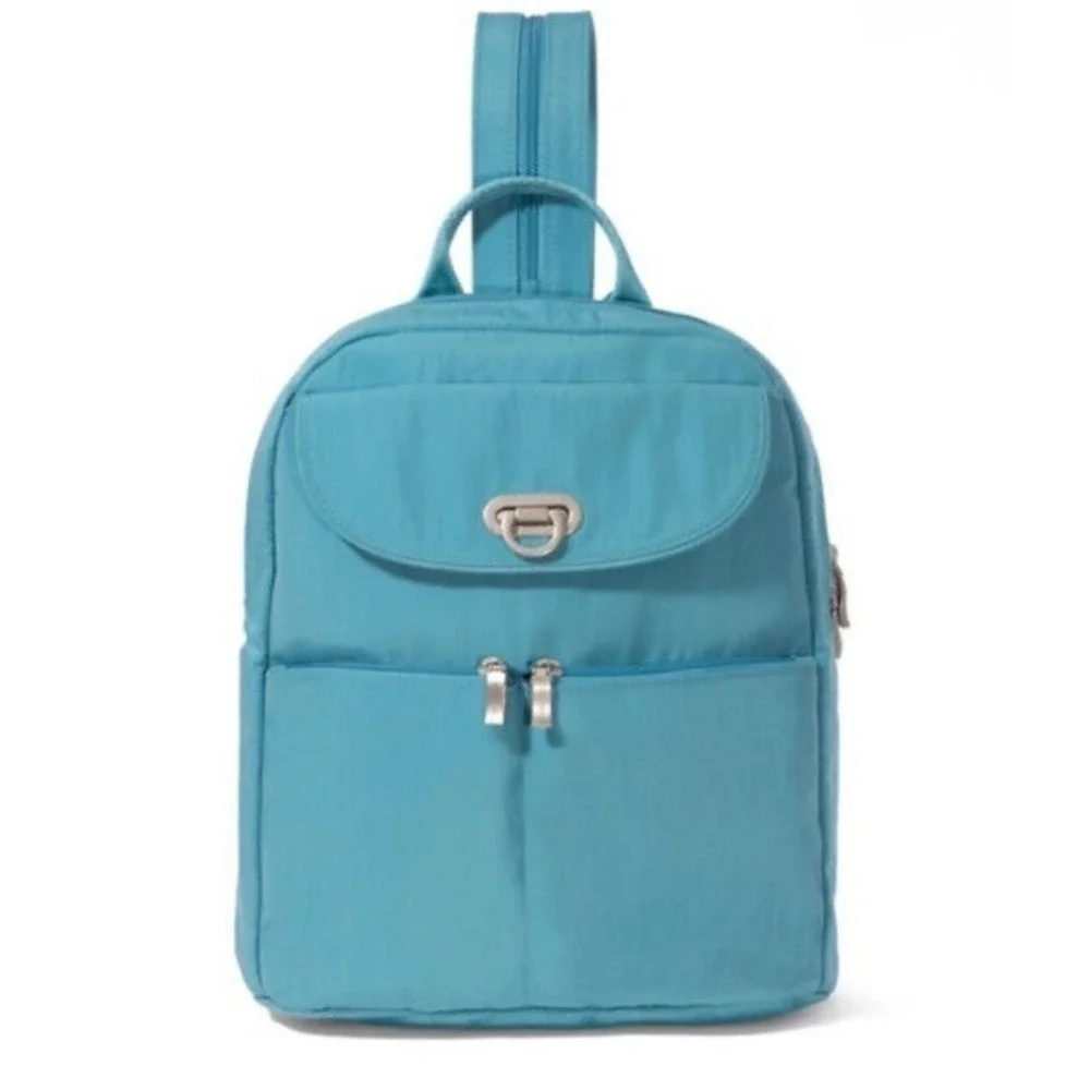 NWT Baggallini Coastal Flip Lock Convertbl Day Pack Seaside Blue Anti Theft $125